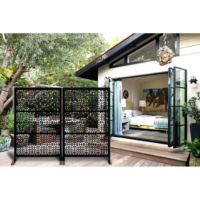 e-Joy 6 Ft. H X 4 Ft. Laser Cut Outdoor Metal Privacy Screen Set Of 2